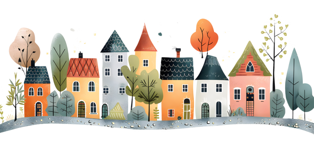 A series of houses illustration